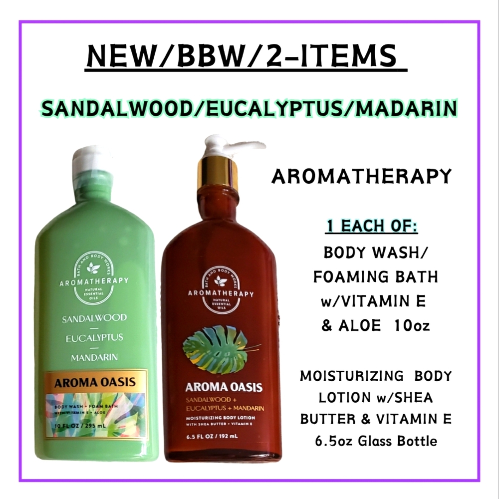 🔥2-ITEMS SANDALWOOD, EUCALYPTUS, MANDARIN AROMATHERAPY-BODY WASH/BODY LOTION